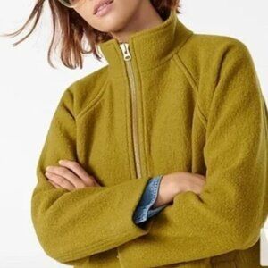 J Crew Italian Boiled Wool Coat Green Sz Petite Medium MP